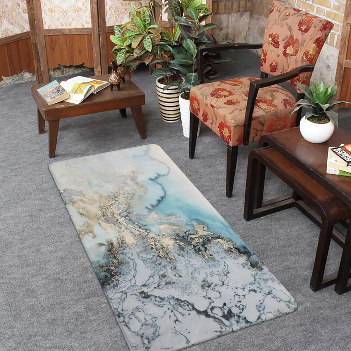 Deniz Marble Ocean Wave Area Rug