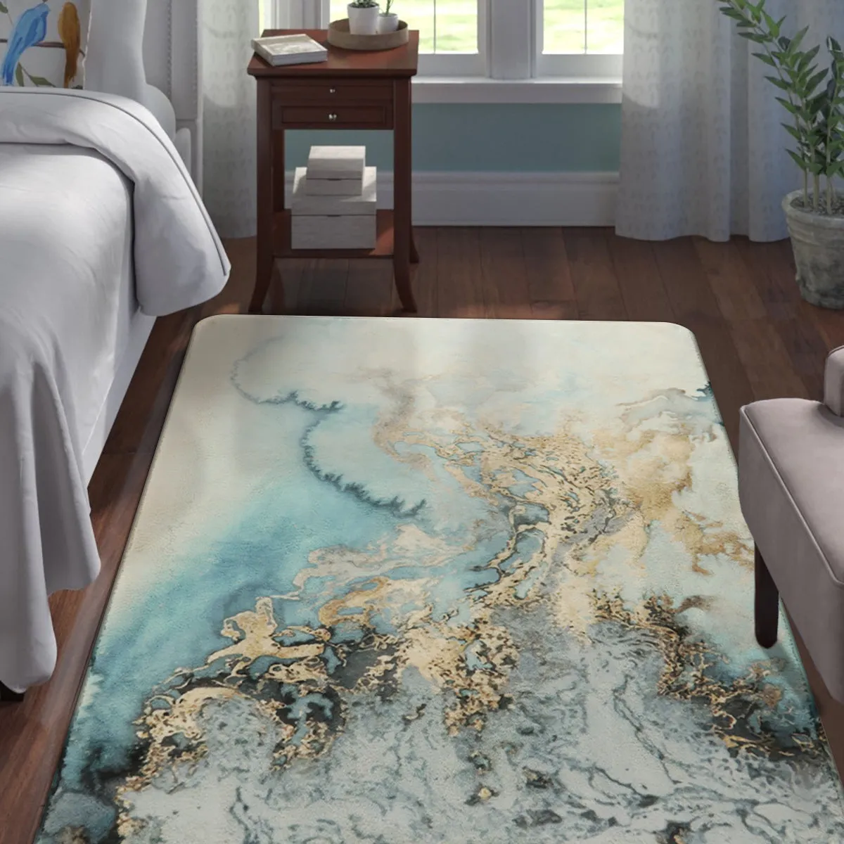 Deniz Marble Ocean Wave Area Rug