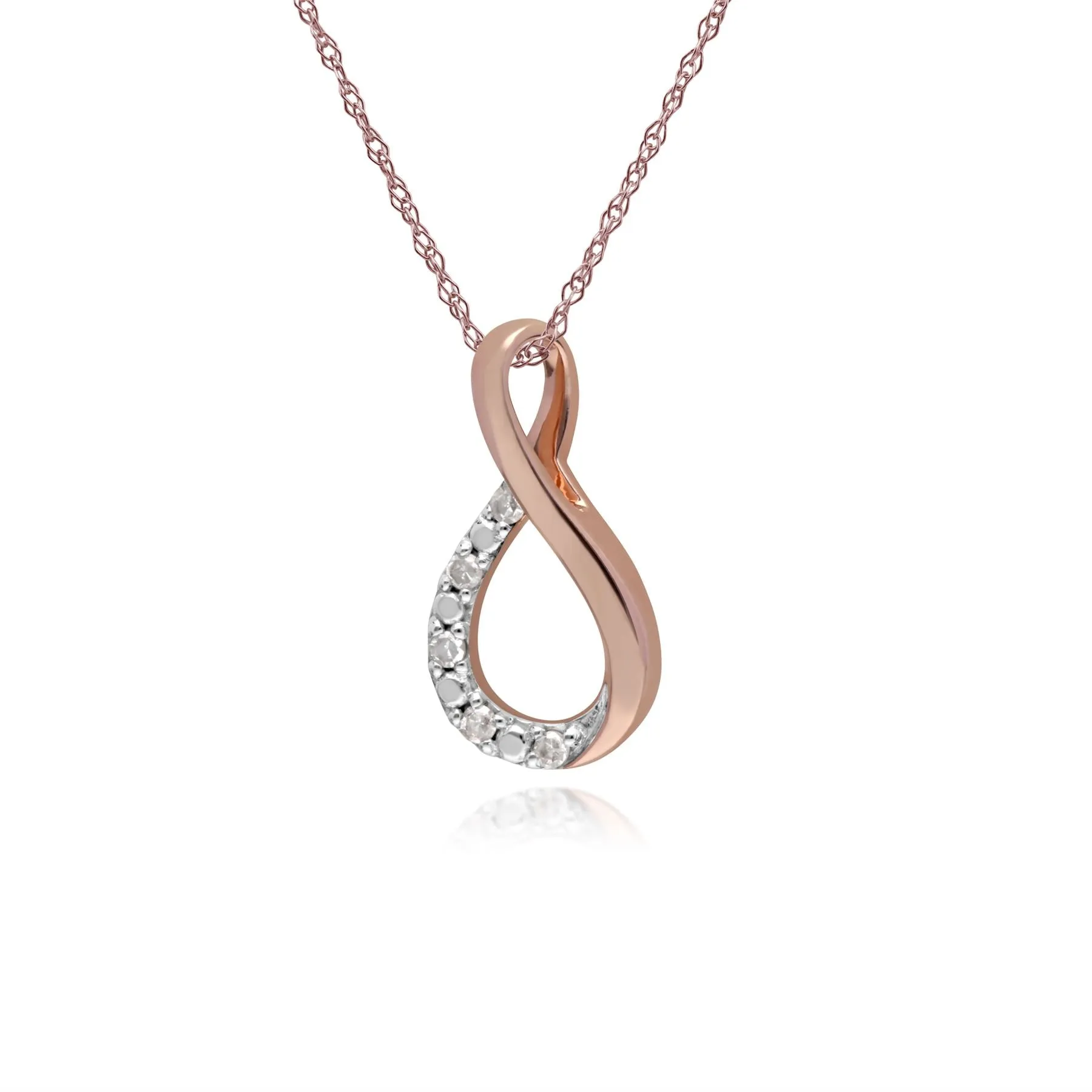 Diamant-Halskette, 9 Karat Rosegold Diamant Kuss Anhänger auf 45cm Kette