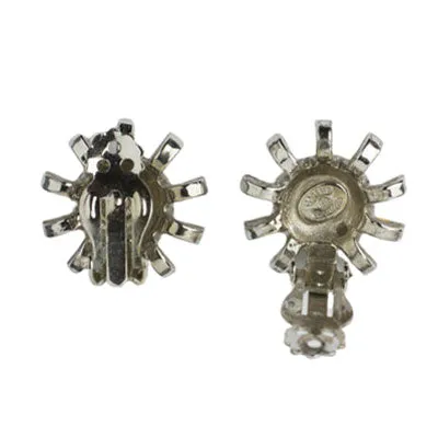 Emerald & Diamanté Sunburst Earrings by Hattie Carnegie