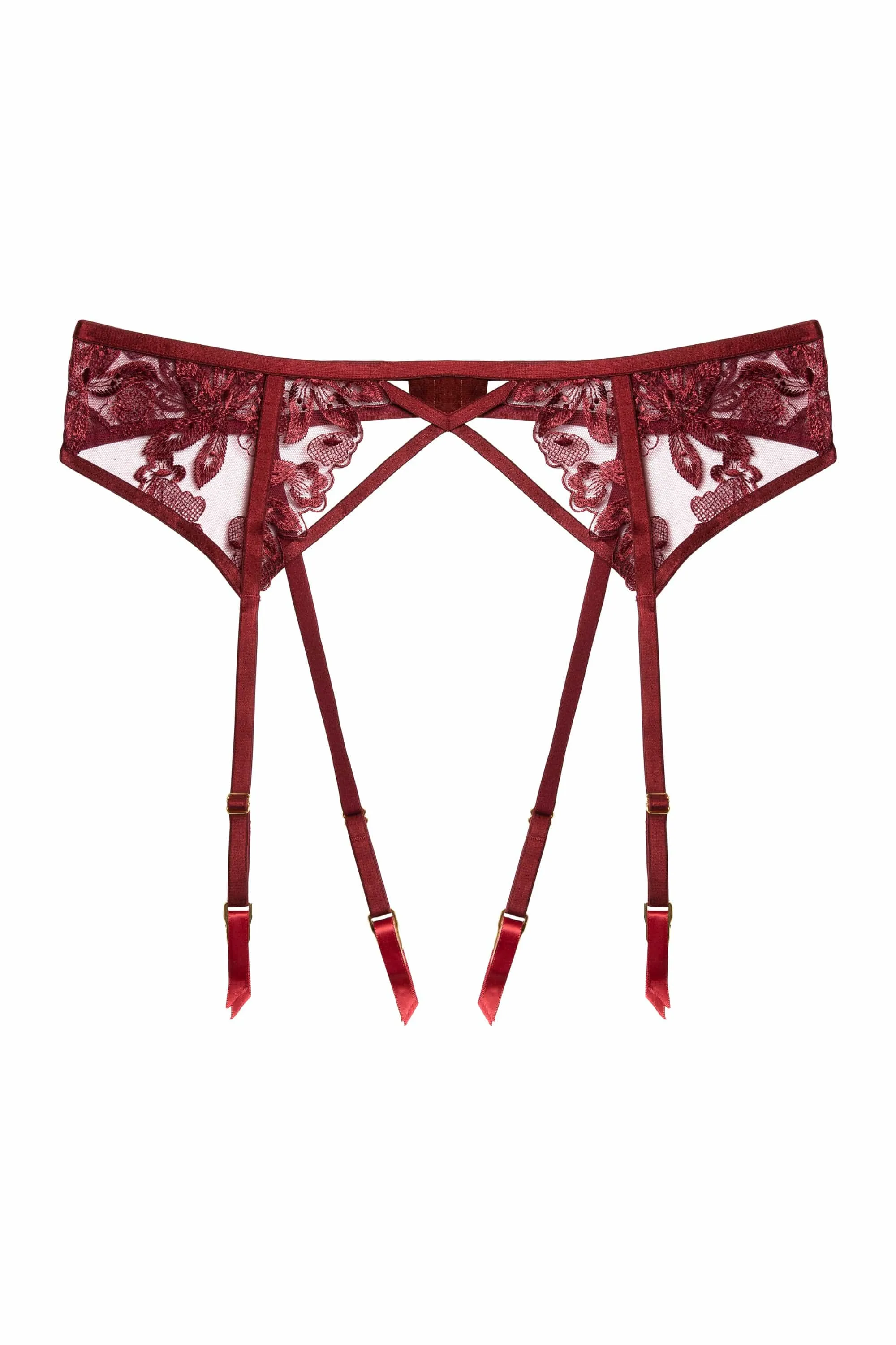 Eva Dark Cherry Graphic Embroidery Suspender