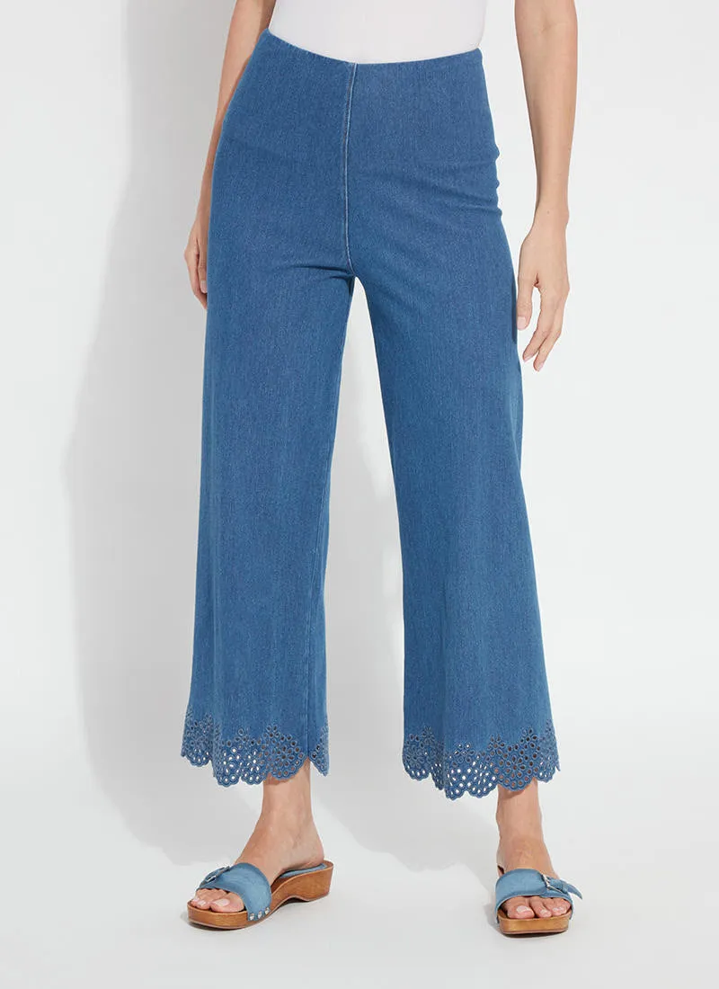 Eyelet Embroidered Wide Leg Crop