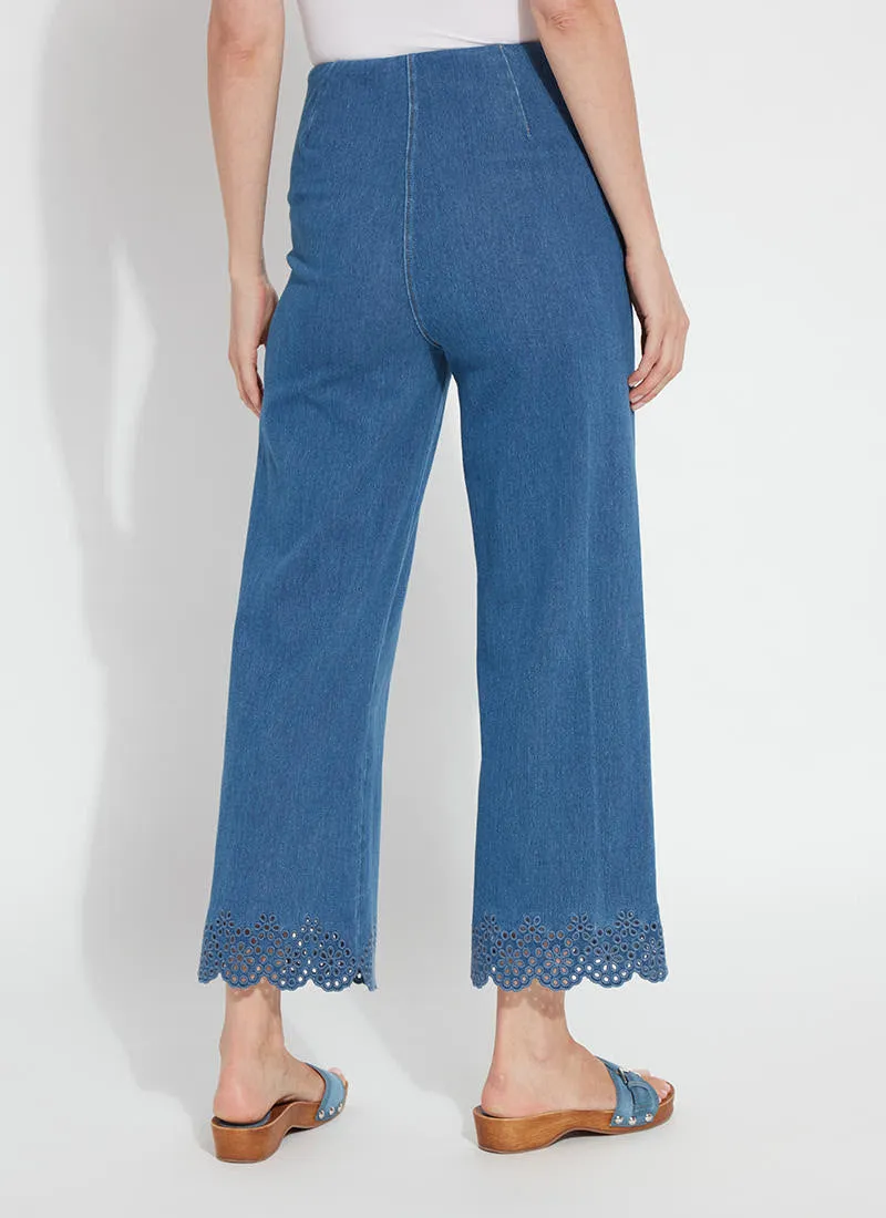 Eyelet Embroidered Wide Leg Crop