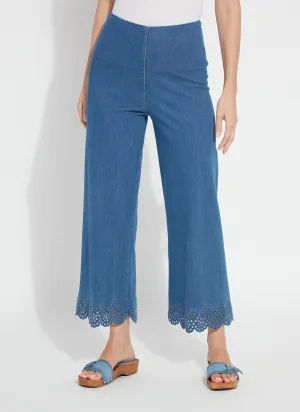 Eyelet Embroidered Wide Leg Crop