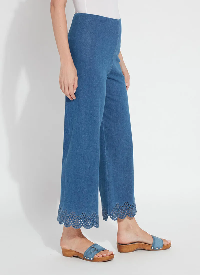 Eyelet Embroidered Wide Leg Crop