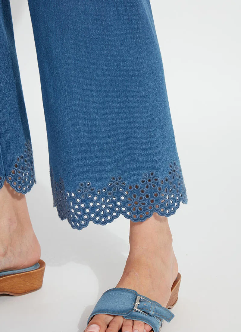 Eyelet Embroidered Wide Leg Crop