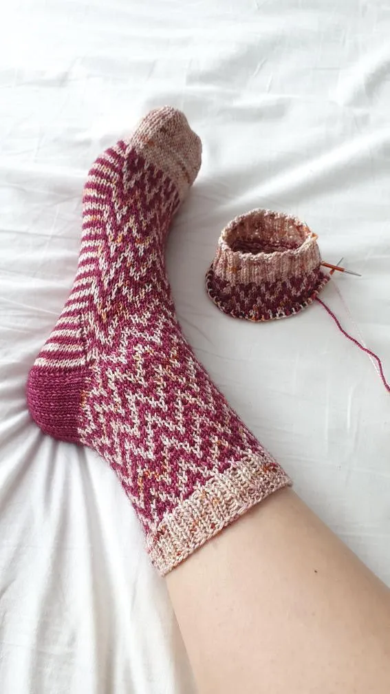 Find Your Way Back into Society Socks Knitting PATTERN mosaic colorwork