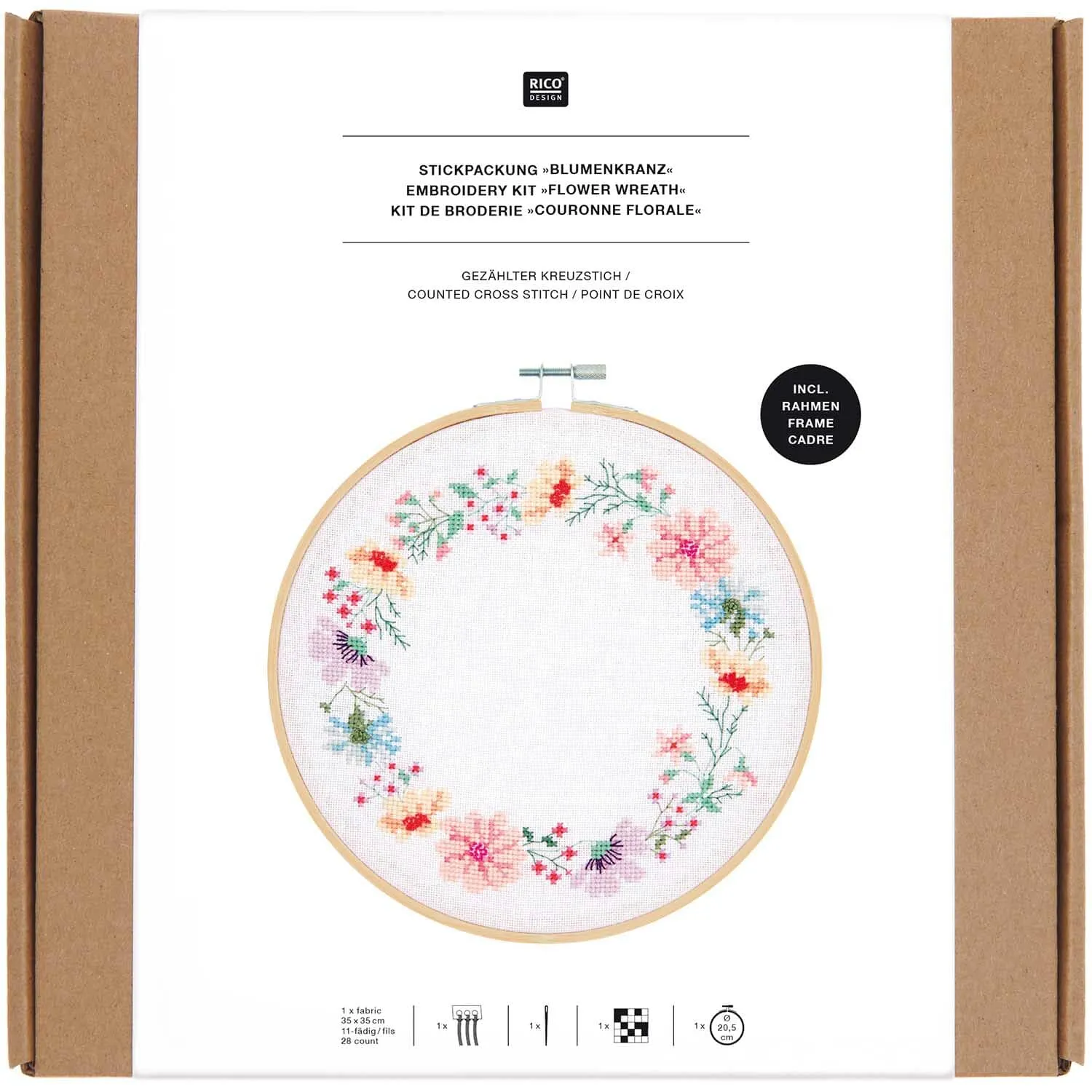 Flower Wreath Counted Cross Stitch Kit