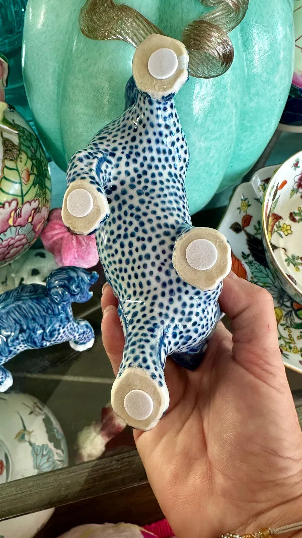 Foo Dogs, Reproduction, Pair, Blue and White Chinoiserie