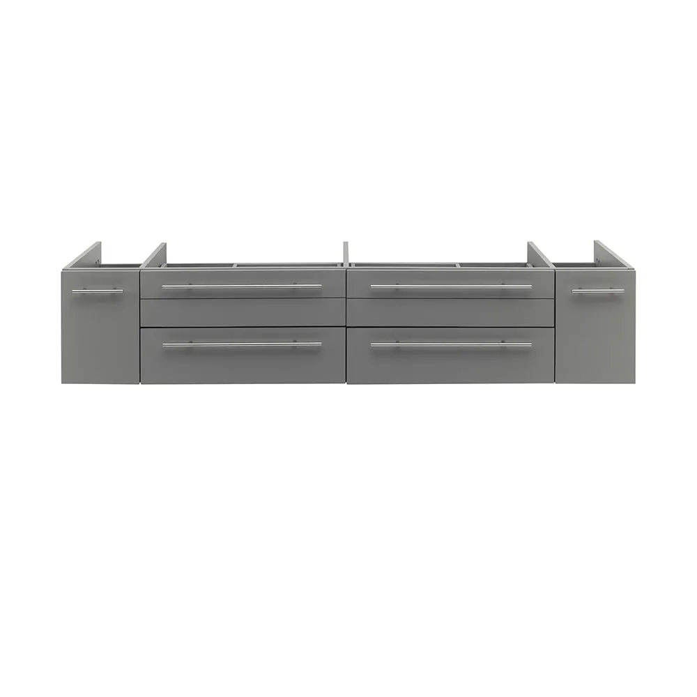 Fresca FCB6172GR-VSL Lucera 72" Gray Wall Hung Double Vessel Sink Modern Bathroom Cabinet