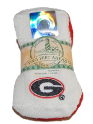 Georgia Bulldogs Two Feet Ahead Infant Baby Newborn 3 Pair Red White Socks Pack