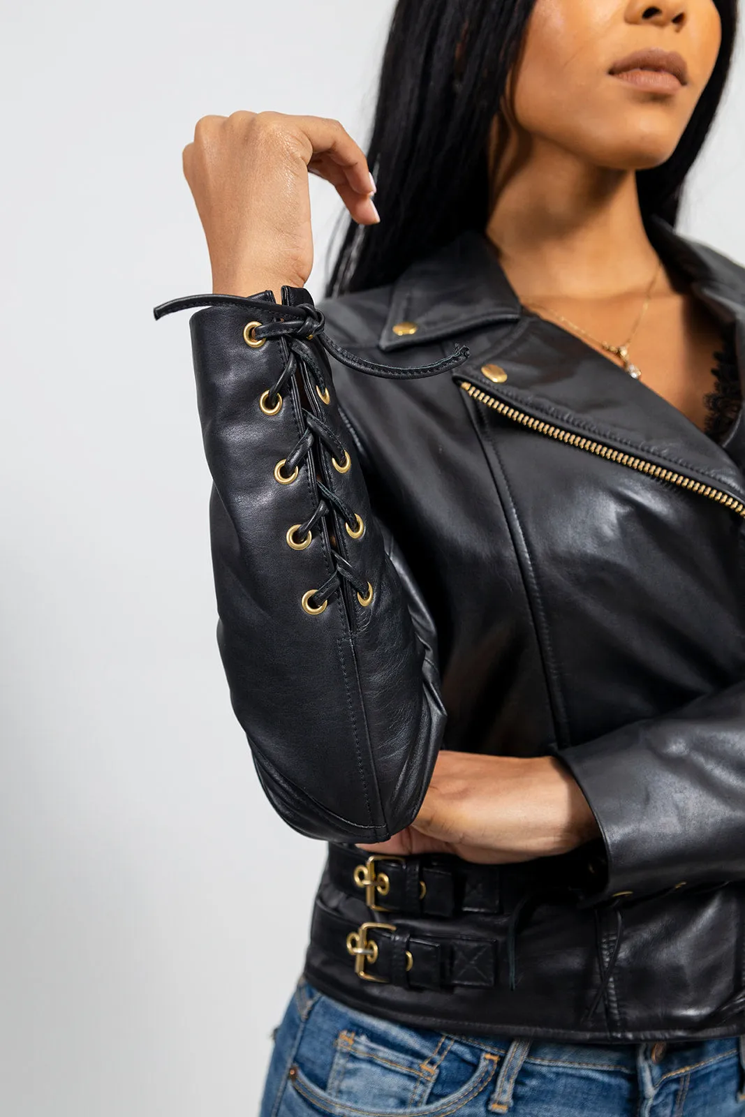 Gisele Women's Moto Style Leather Jacket (POS)