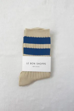 HER VARSITY SOCKS AZURE