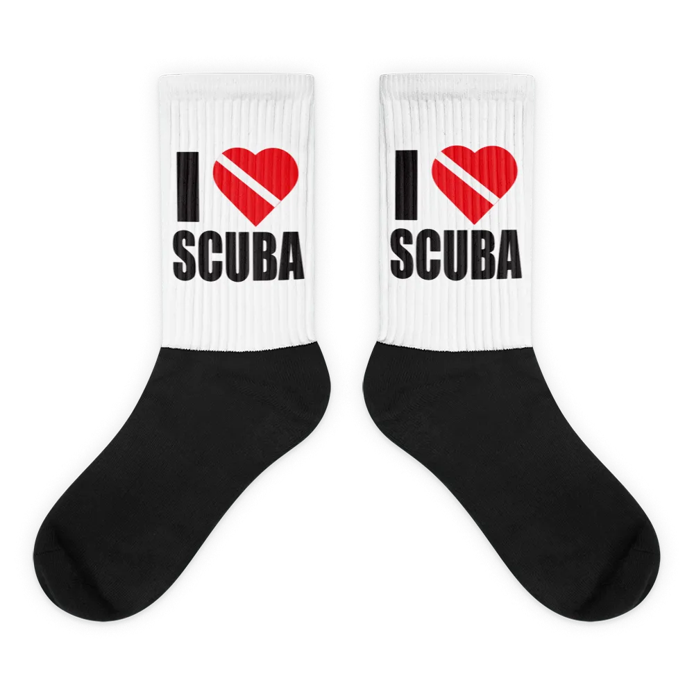 I Love Scuba Black foot socks