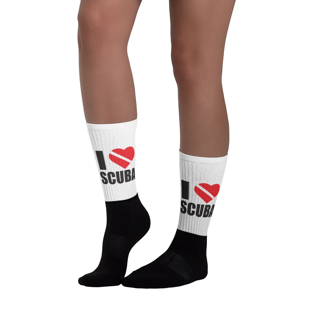 I Love Scuba Black foot socks