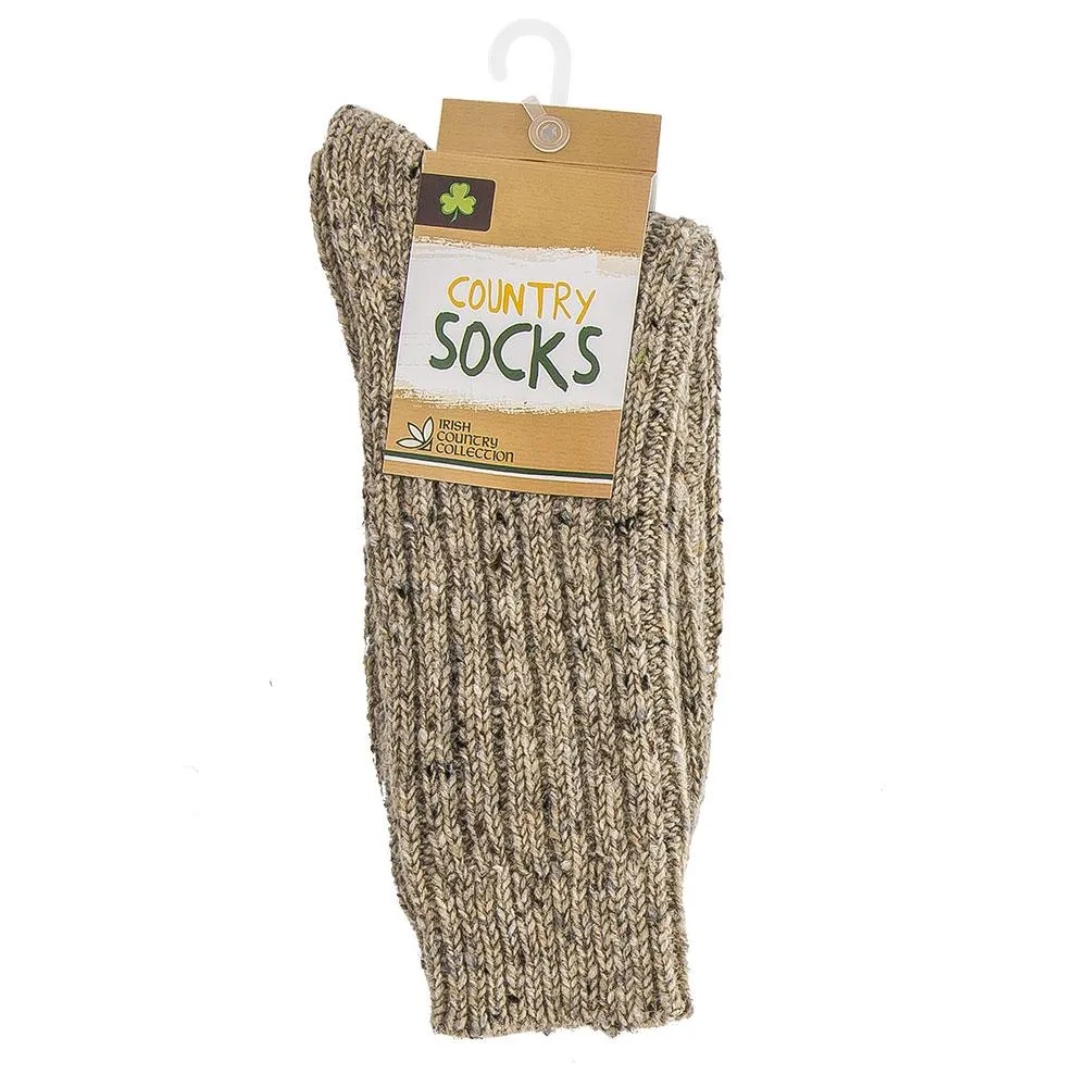 Ladies Bashful Beige Irish Wool Country Socks