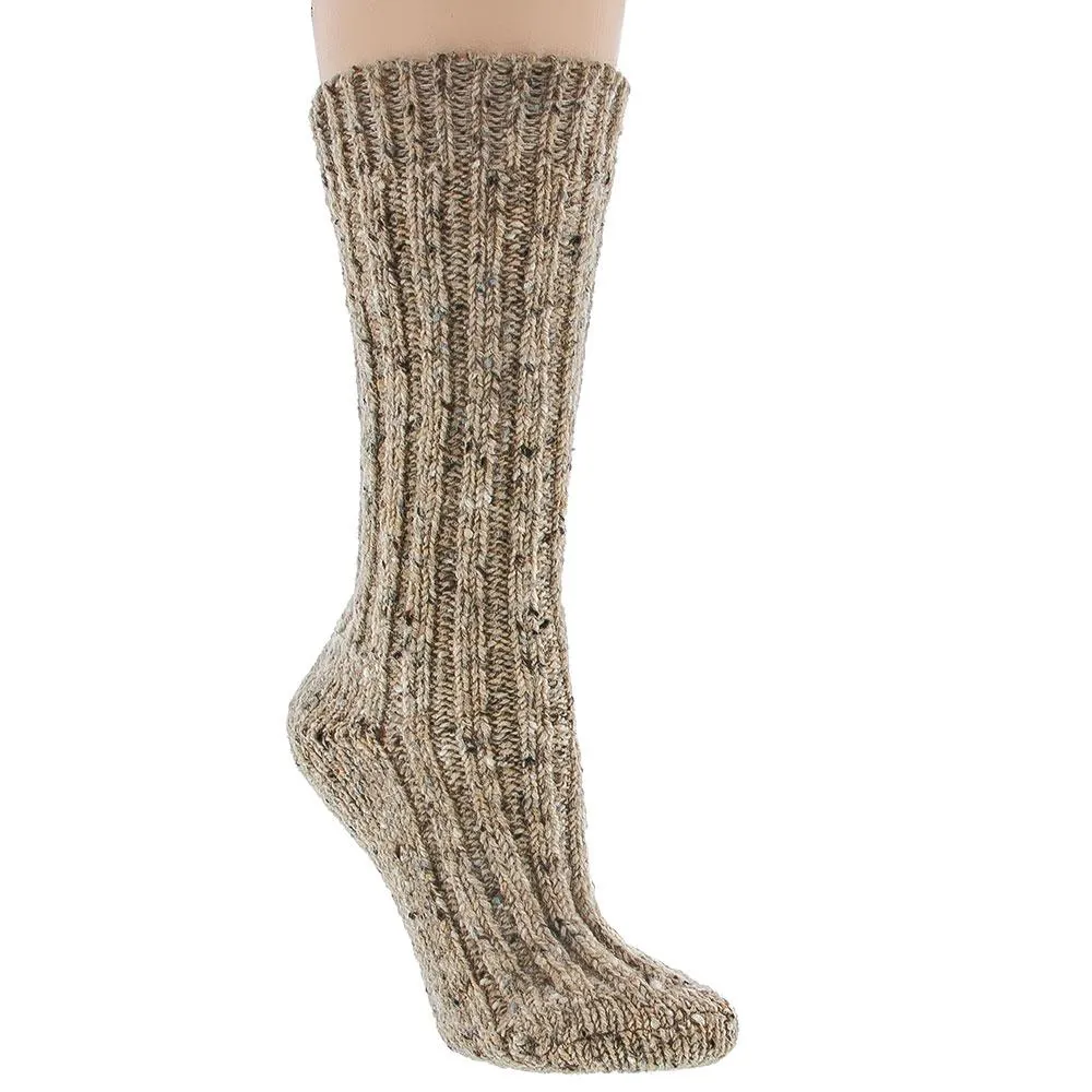 Ladies Bashful Beige Irish Wool Country Socks