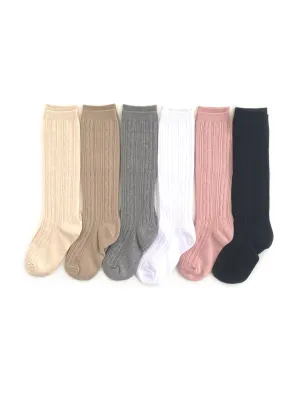 Little Stocking Co  | Knee High Cable Knit Socks 6 Pack ~ Basics & Neutrals