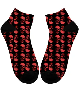 Men's Subli Ankle Socks Red Skulls by Robert Bowen