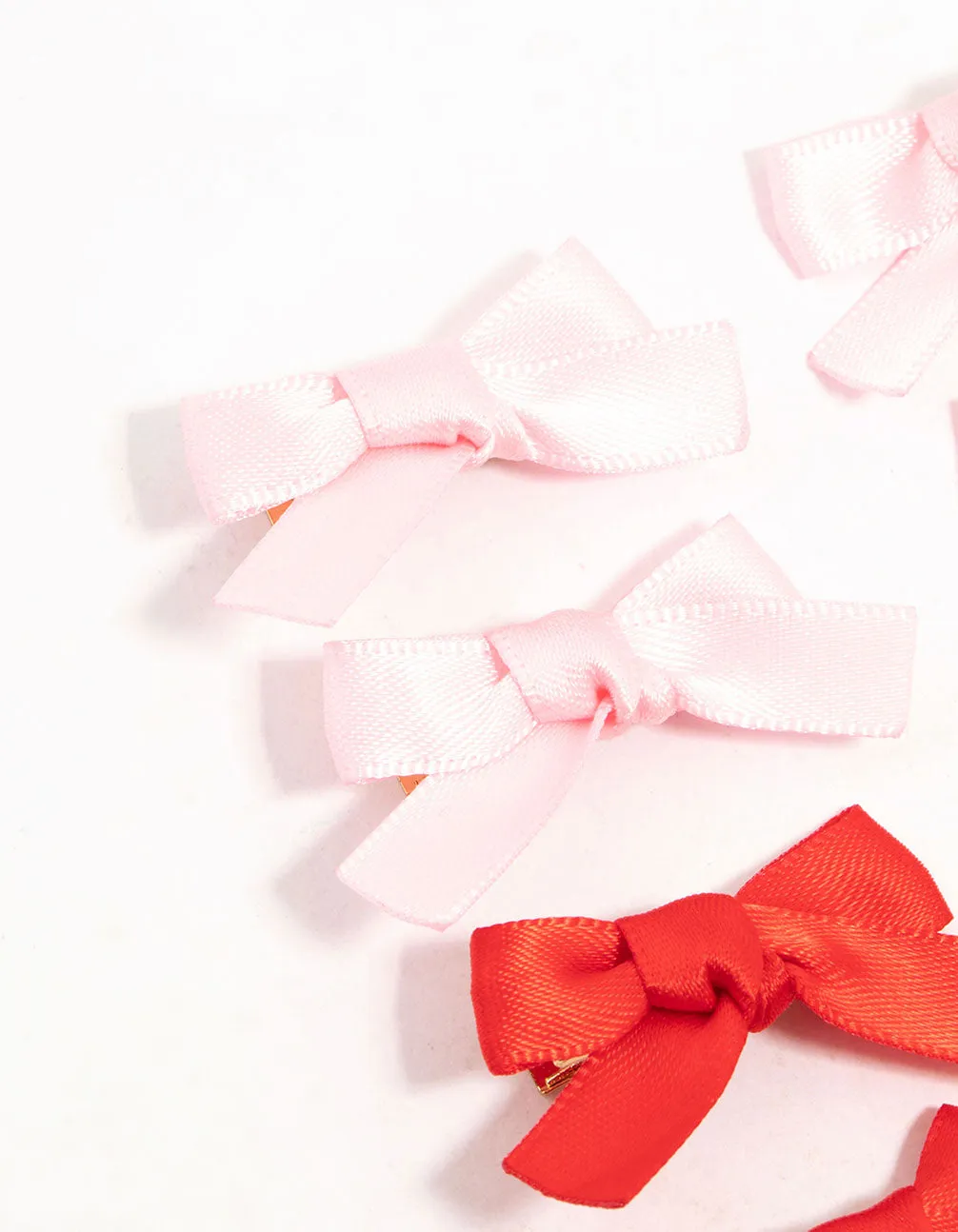 Mini Red & Pink Bow Clips 8-Pack