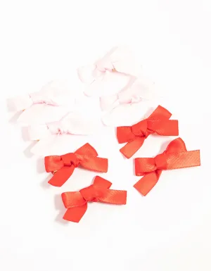 Mini Red & Pink Bow Clips 8-Pack