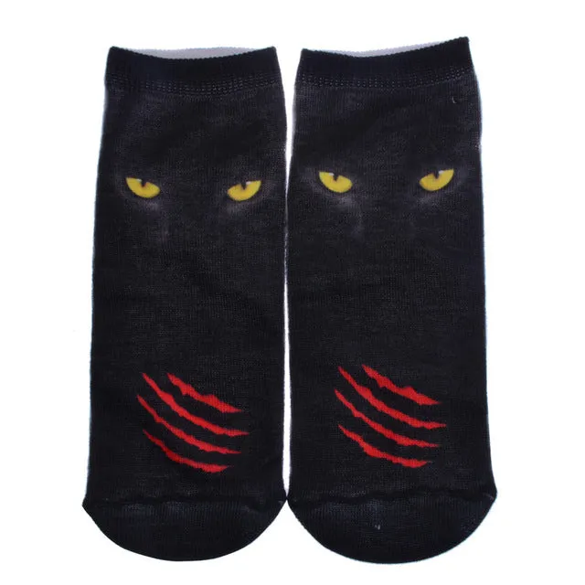 New 3D Printed Cotton Skeleton socks Bone short Women socks Terror novelty socks Animal cat Cute funny Low Cut Ankle Socks men