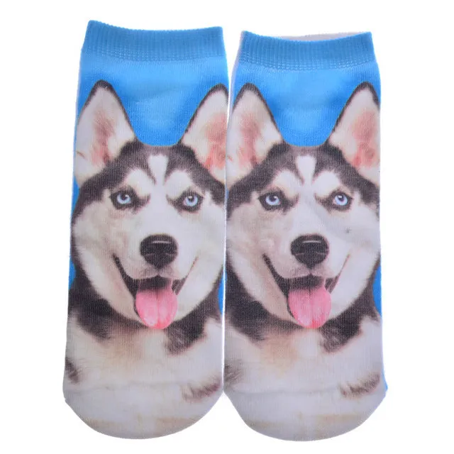 New 3D Printed Cotton Skeleton socks Bone short Women socks Terror novelty socks Animal cat Cute funny Low Cut Ankle Socks men