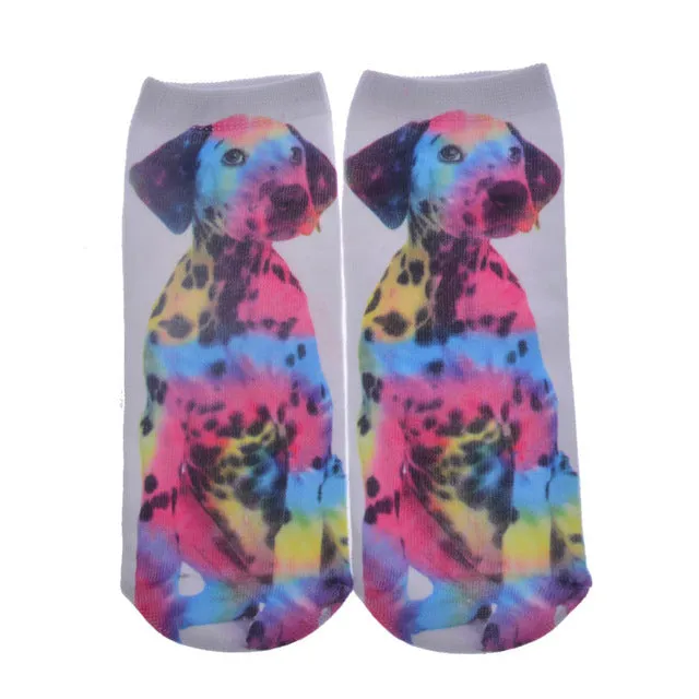New 3D Printed Cotton Skeleton socks Bone short Women socks Terror novelty socks Animal cat Cute funny Low Cut Ankle Socks men