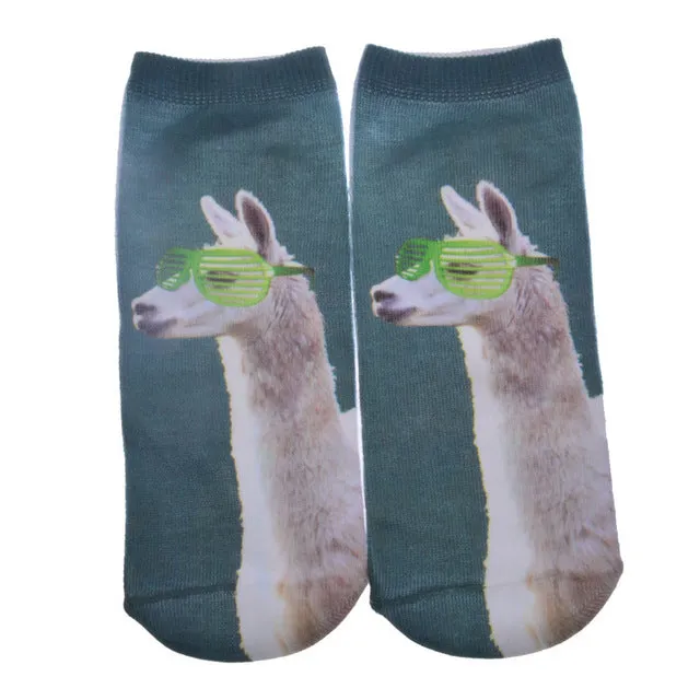 New 3D Printed Cotton Skeleton socks Bone short Women socks Terror novelty socks Animal cat Cute funny Low Cut Ankle Socks men
