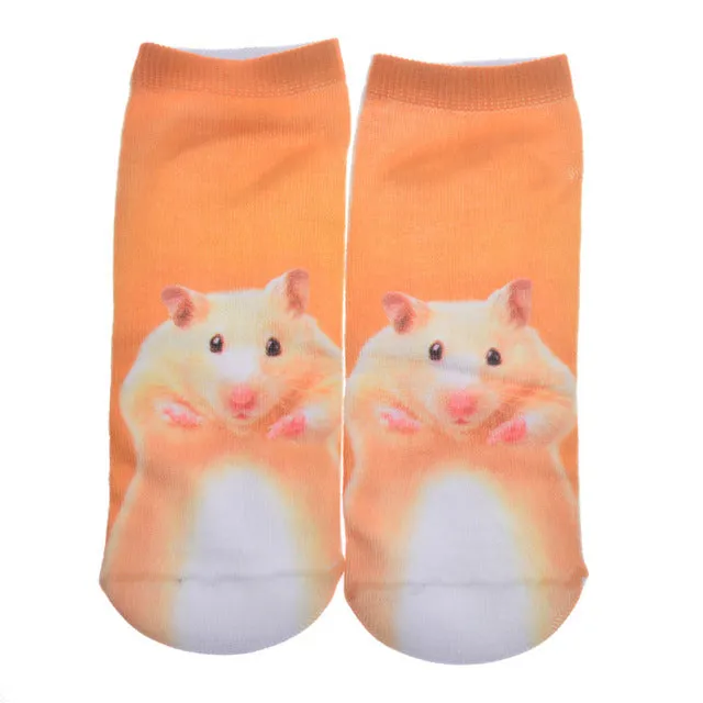 New 3D Printed Cotton Skeleton socks Bone short Women socks Terror novelty socks Animal cat Cute funny Low Cut Ankle Socks men