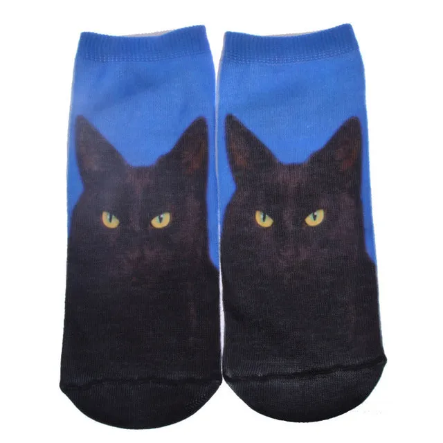 New 3D Printed Cotton Skeleton socks Bone short Women socks Terror novelty socks Animal cat Cute funny Low Cut Ankle Socks men