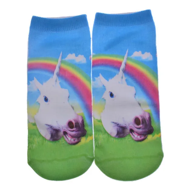 New 3D Printed Cotton Skeleton socks Bone short Women socks Terror novelty socks Animal cat Cute funny Low Cut Ankle Socks men