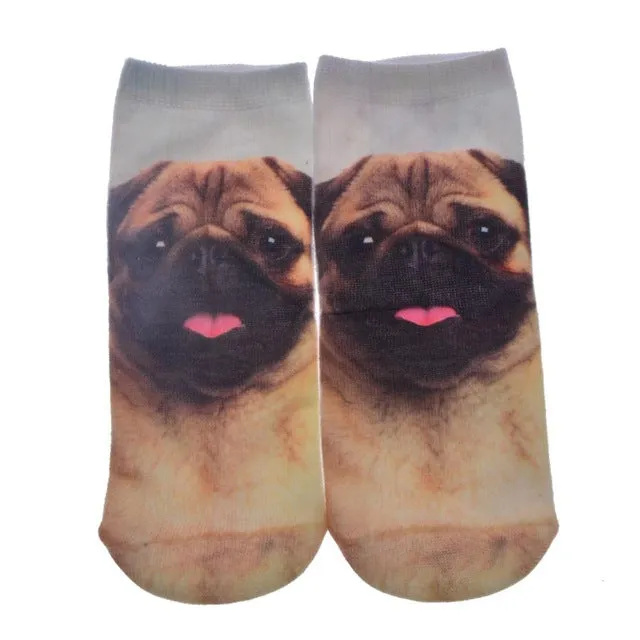 New 3D Printed Cotton Skeleton socks Bone short Women socks Terror novelty socks Animal cat Cute funny Low Cut Ankle Socks men