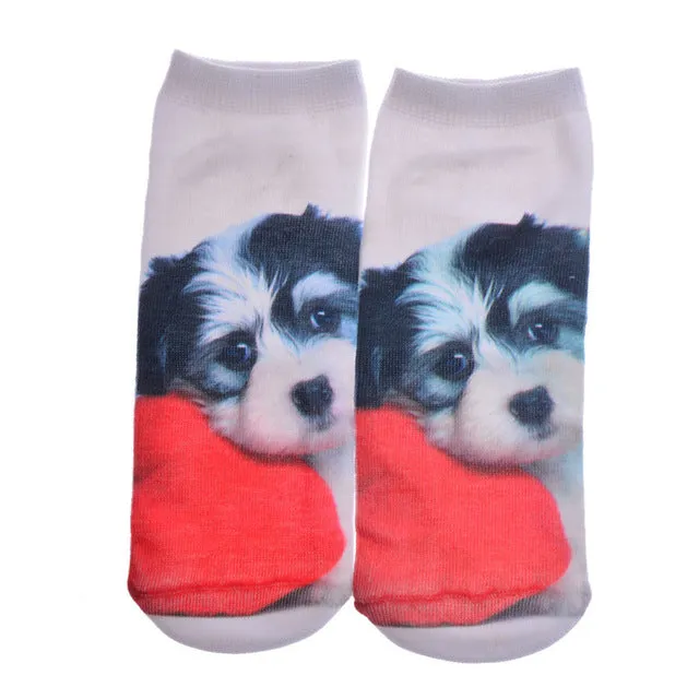 New 3D Printed Cotton Skeleton socks Bone short Women socks Terror novelty socks Animal cat Cute funny Low Cut Ankle Socks men