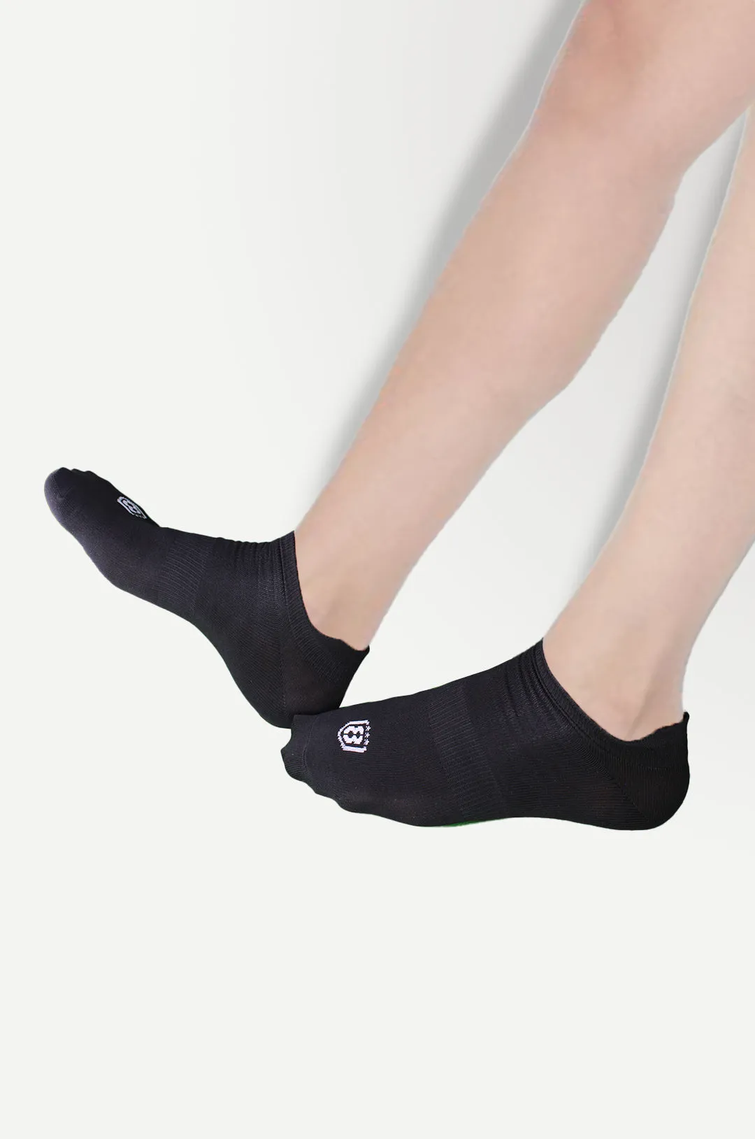 Nylon Low Ankle Socks With Rubber Grip Set - Black