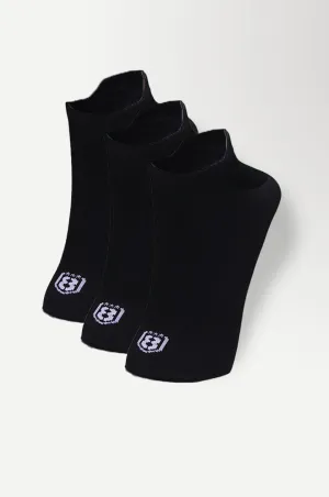 Nylon Low Ankle Socks With Rubber Grip Set - Black