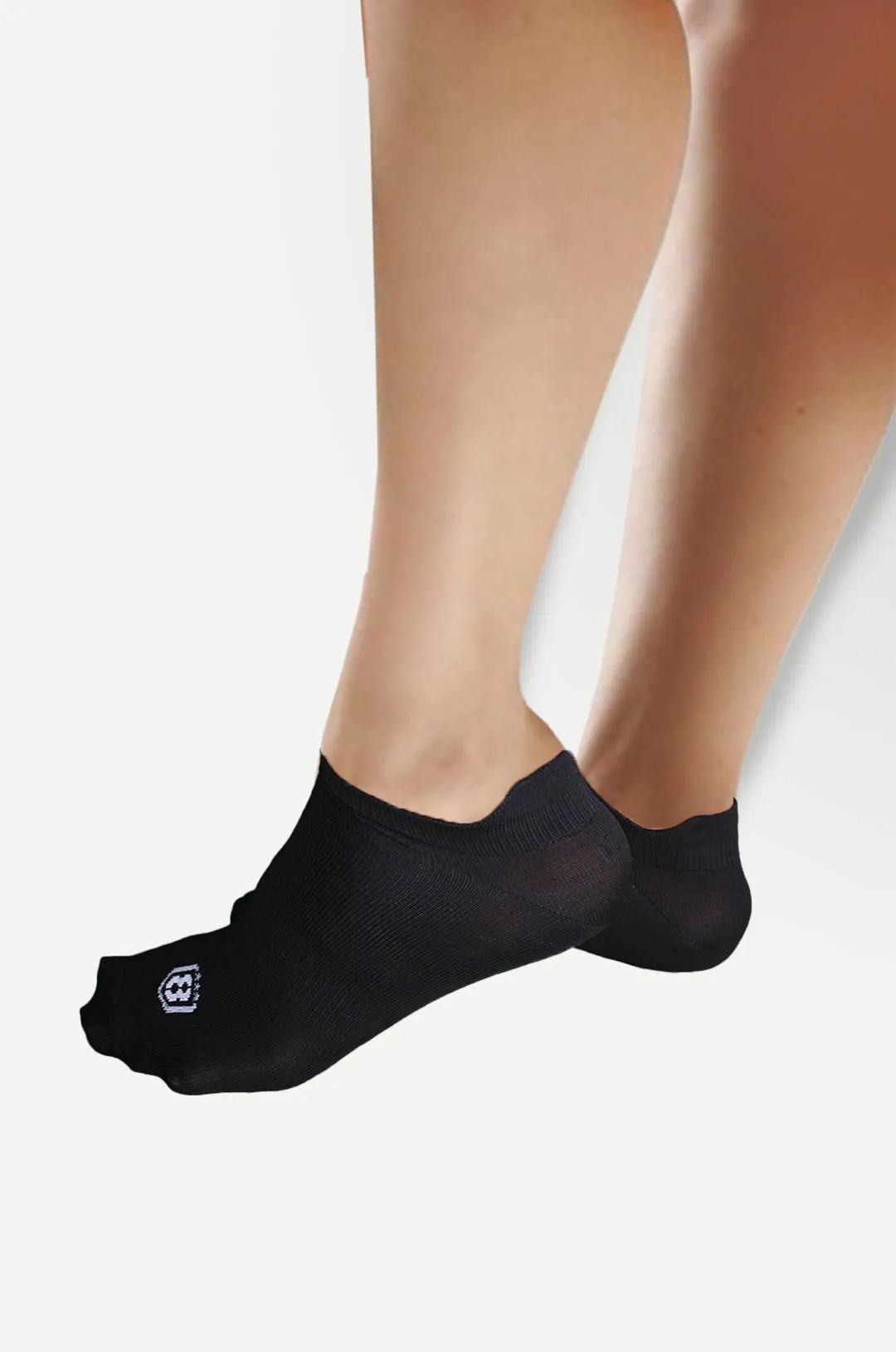 Nylon Low Ankle Socks With Rubber Grip Set - Black