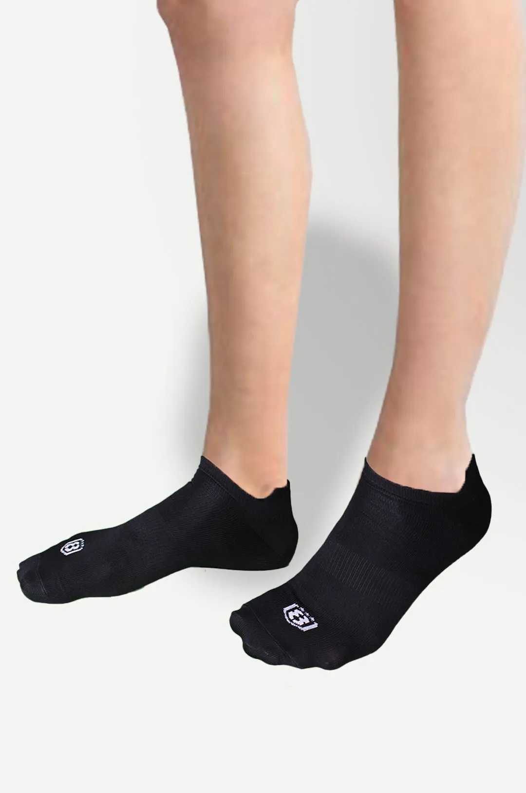 Nylon Low Ankle Socks With Rubber Grip Set - Black