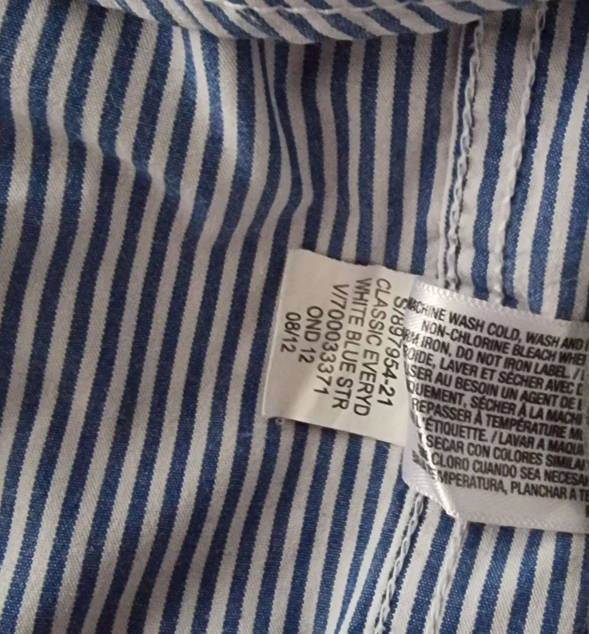 Old Navy The Classic Men’s Navy Blue & White Stripe Shirt Size XL