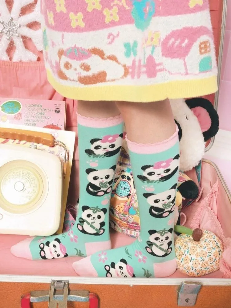 Panda Mint Green Mid Calf Socks【s0000006108】