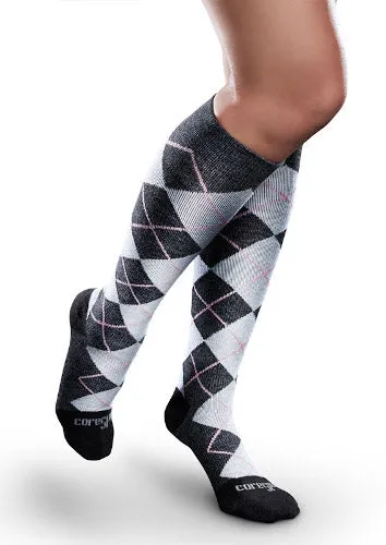 PATTERNED Core-Spun, 10-15 mmHg, Knee High, Closed Toe