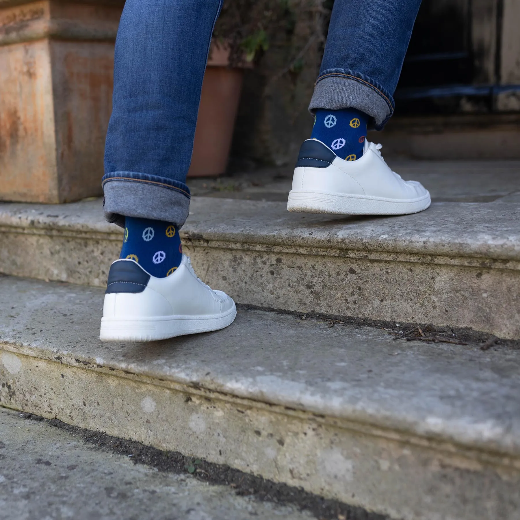 Peace Men's Socks - Blue