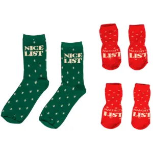 Pearhead Naughty & Nice List Human and Dog Sock Set - 2 Pack