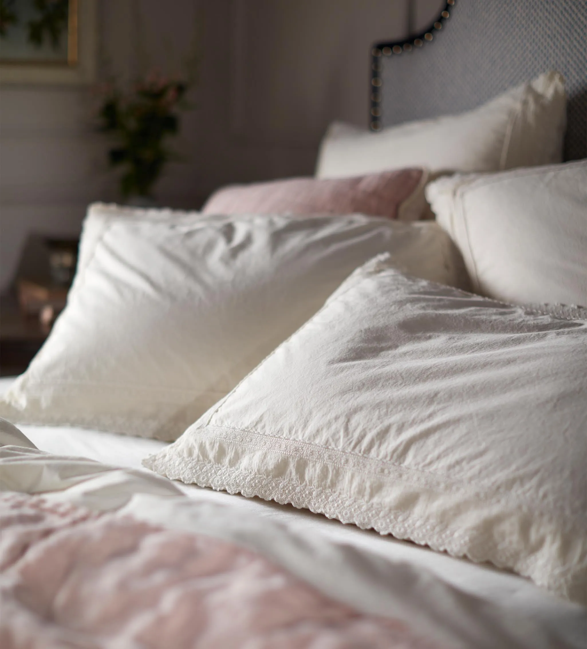 Pia Embroidered 100% Cotton Pillowcase