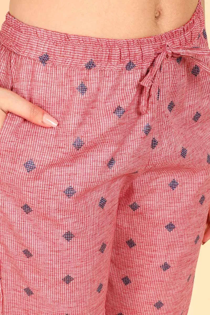 Pink Pure Cotton Geometric Print Night Suit
