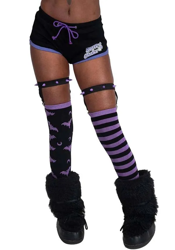 Purple Stripes | THIGH HIGH GARTER SOCKS