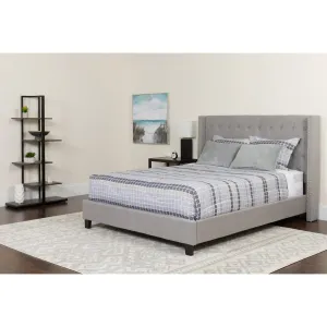 Queen Platform Bed Set-Gray HG-BM-43-GG