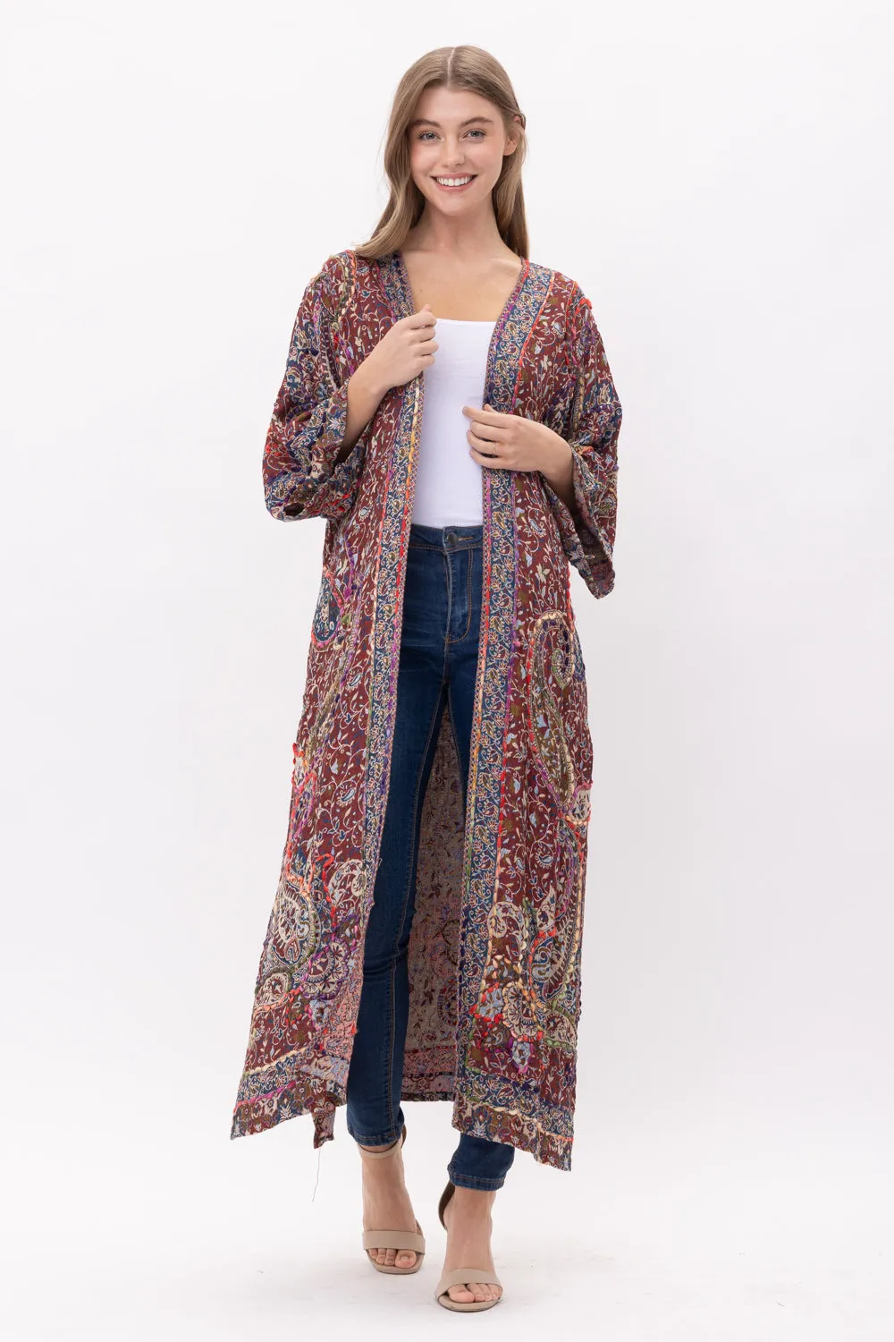 RAJ ELAINE THICK STITCH EMBROIDERED DUSTER