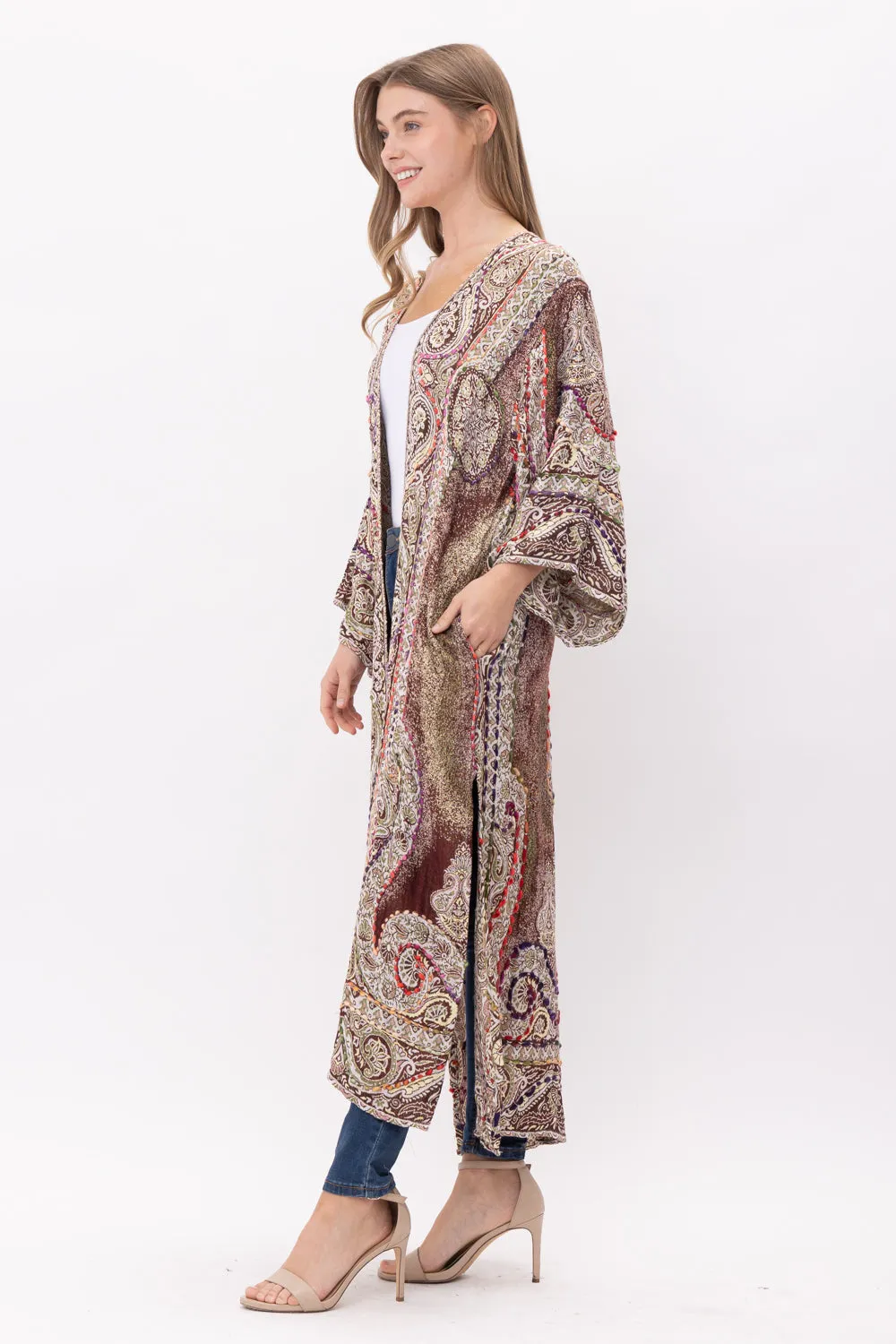 RAJ HAFZAH THICK STITCH EMBROIDERED DUSTER