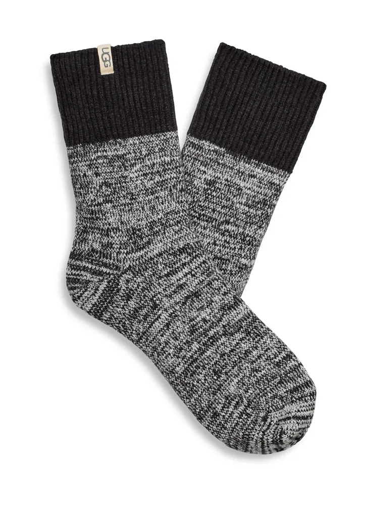 Rib Knit Slouchy Quarter Sock in Black by UGG